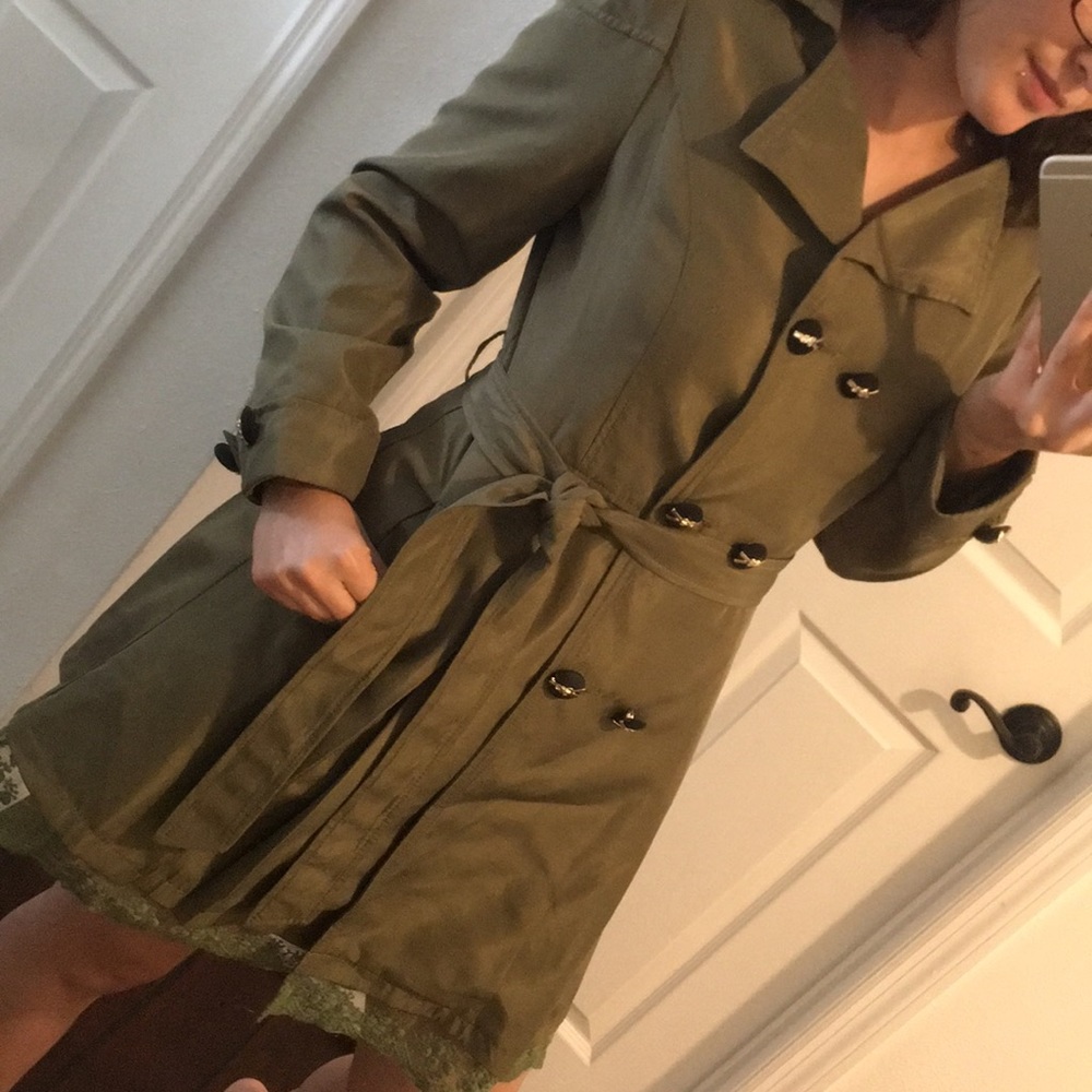 NWT. Olive green trench coat